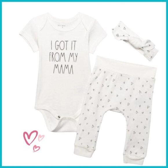 RAE DUNN I Got It From My Mama Onsie, Leggings and Plush Headband 3 Piece Set - Picture 2 of 6